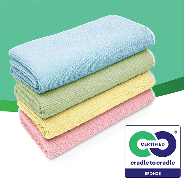 Re-belle excels as the world's first 100% circular microfibre cloth that has achieved Cradle to Cradle Certified® Bronze