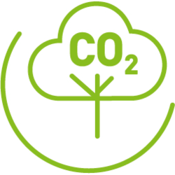 green circle with CO<sub>2</sub> picture logo
