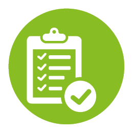 green circle with clipboard logo
