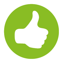 White thumbs up in green circle